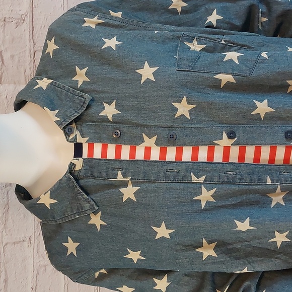 D & co Star Chambray Button Down Shirt Denim & Company Top XXL 2X - Picture 5 of 8